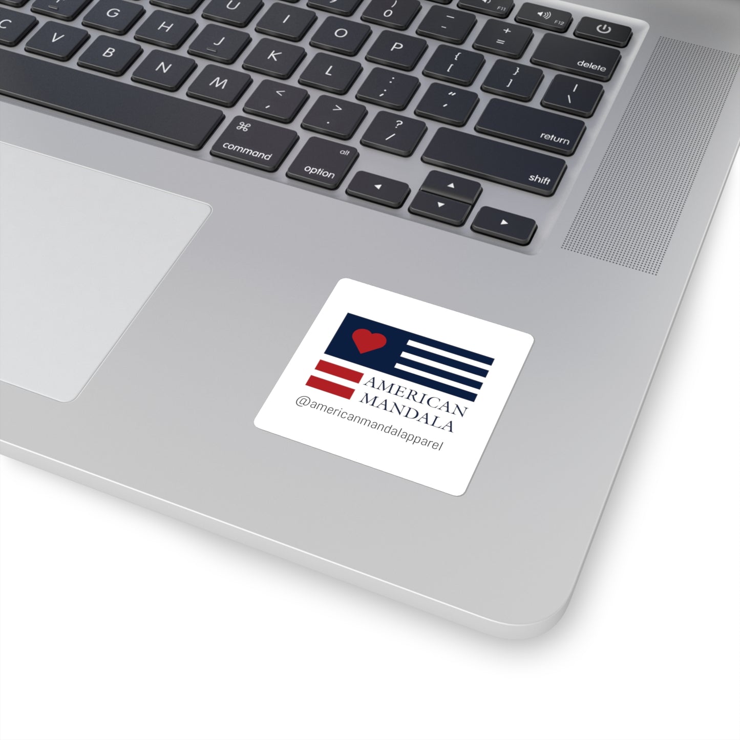 American Mandala Square Sticker — Patriotic Heart Flag Logo Sticker