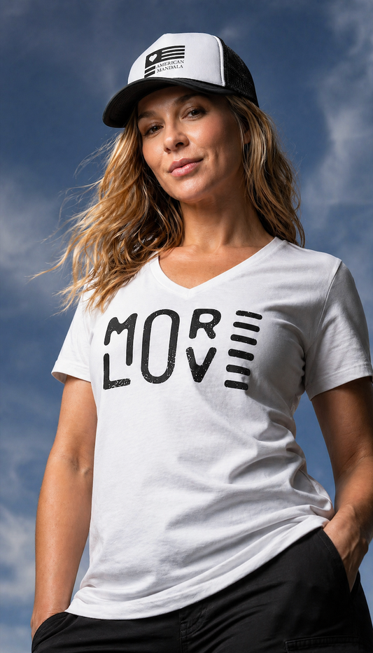 More Love V-Neck Tee: A Simple Message for Everyday Adventures