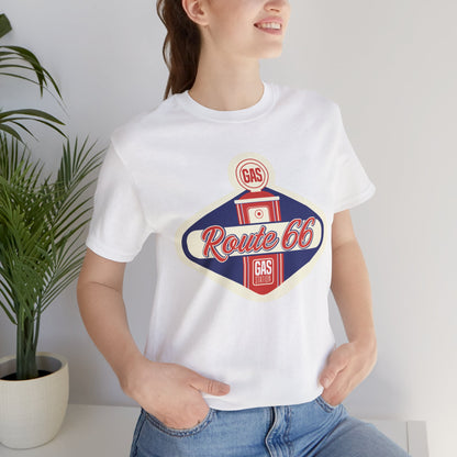 Retro Route 66 Gas Station Tee - Vintage Road Trip Apparel