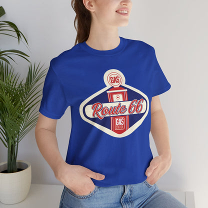 Retro Route 66 Gas Station Tee - Vintage Road Trip Apparel