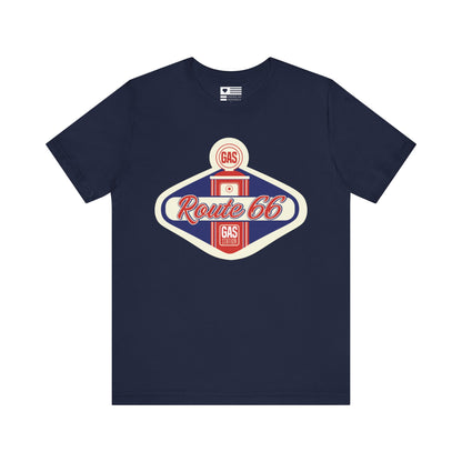 Retro Route 66 Gas Station Tee - Vintage Road Trip Apparel