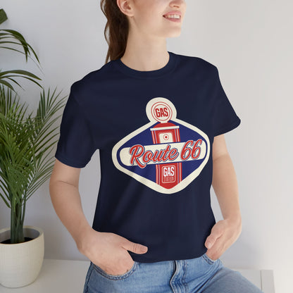 Retro Route 66 Gas Station Tee - Vintage Road Trip Apparel