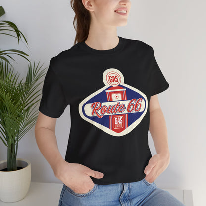 Retro Route 66 Gas Station Tee - Vintage Road Trip Apparel
