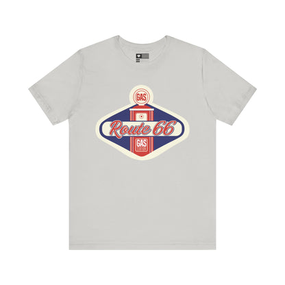 Retro Route 66 Gas Station Tee - Vintage Road Trip Apparel