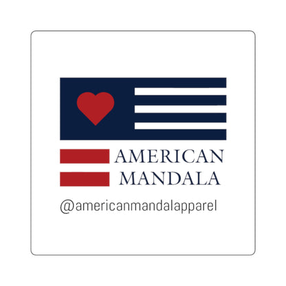 American Mandala Square Sticker — Patriotic Heart Flag Logo Sticker